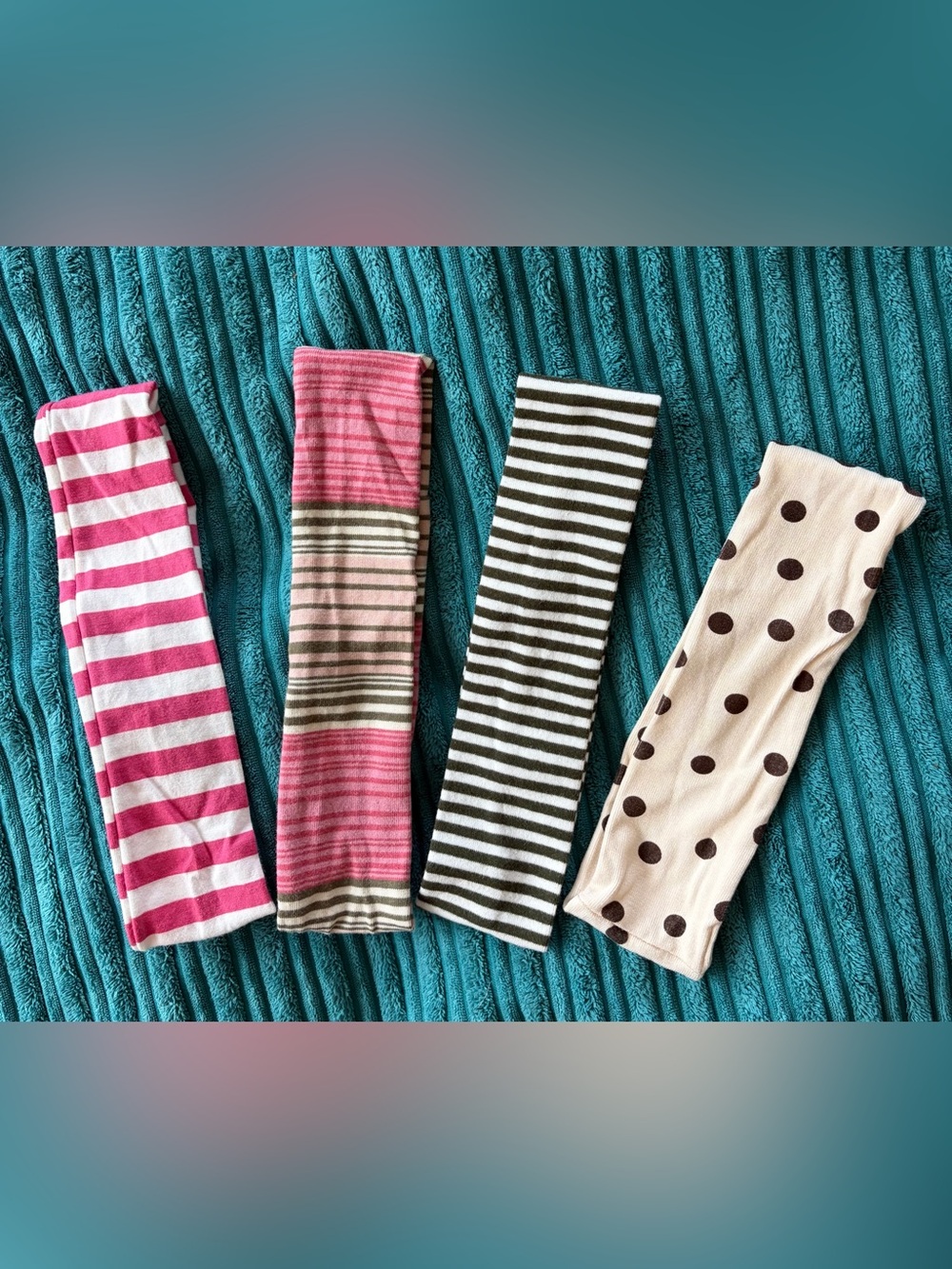 NWOT AE Striped Headband 4-Pack - Pink, Dark Green, Cream Striped & Polka Dot